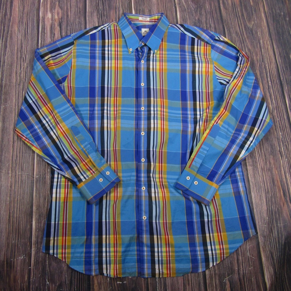 Peter Millar Shirt Mens XL Multicolor Plaid Long Sleeve Button Down Casual